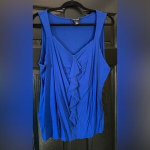 White House Black Market Royal Blue Ruffle Blouse